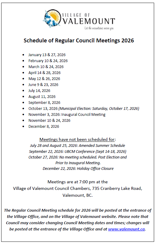 Council meeting schedule 2026